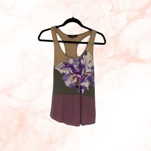 Brown and purple floral tank